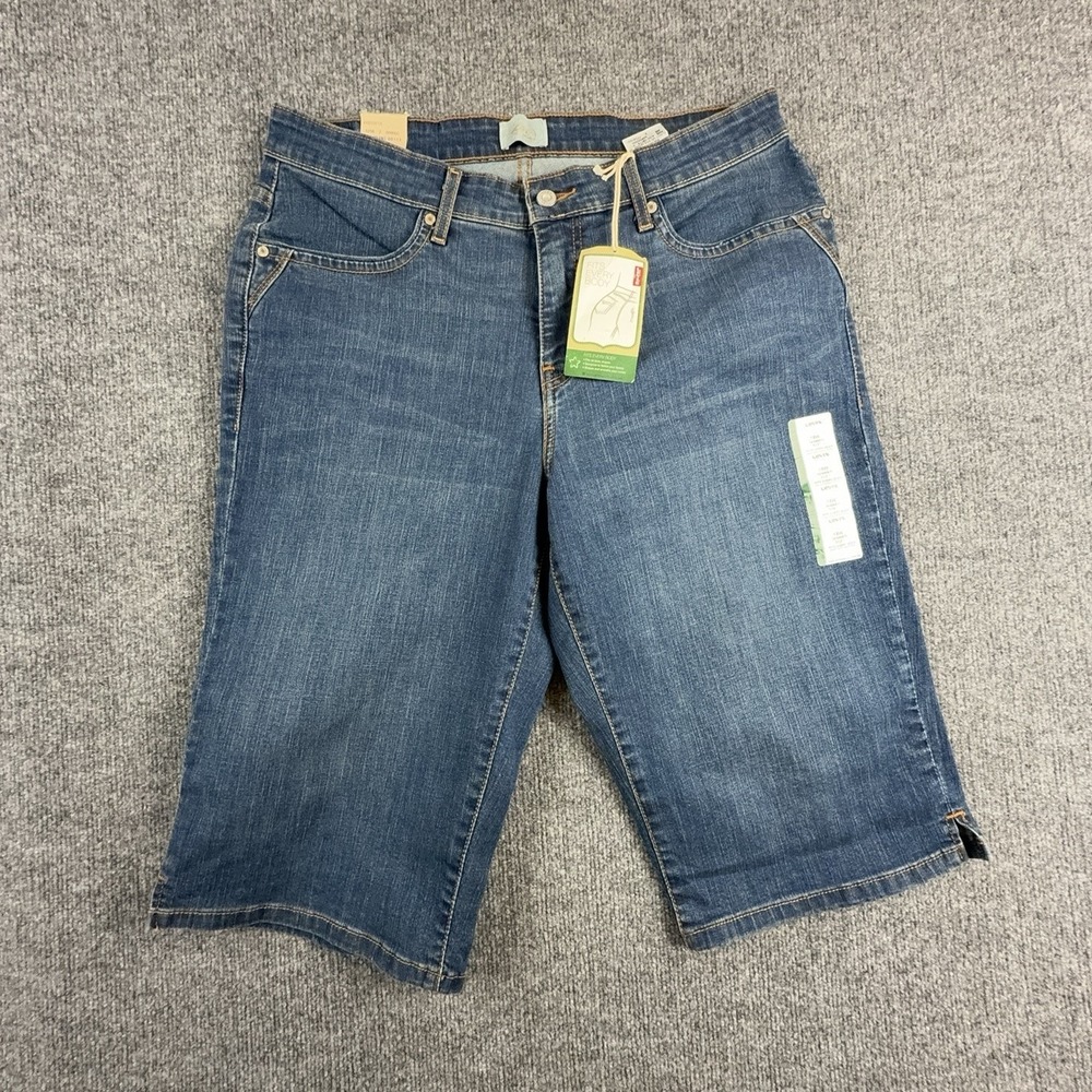 Levis Skimmer Shorts Womens 18W Blue Denim Shaping 512 Stretch 586300004